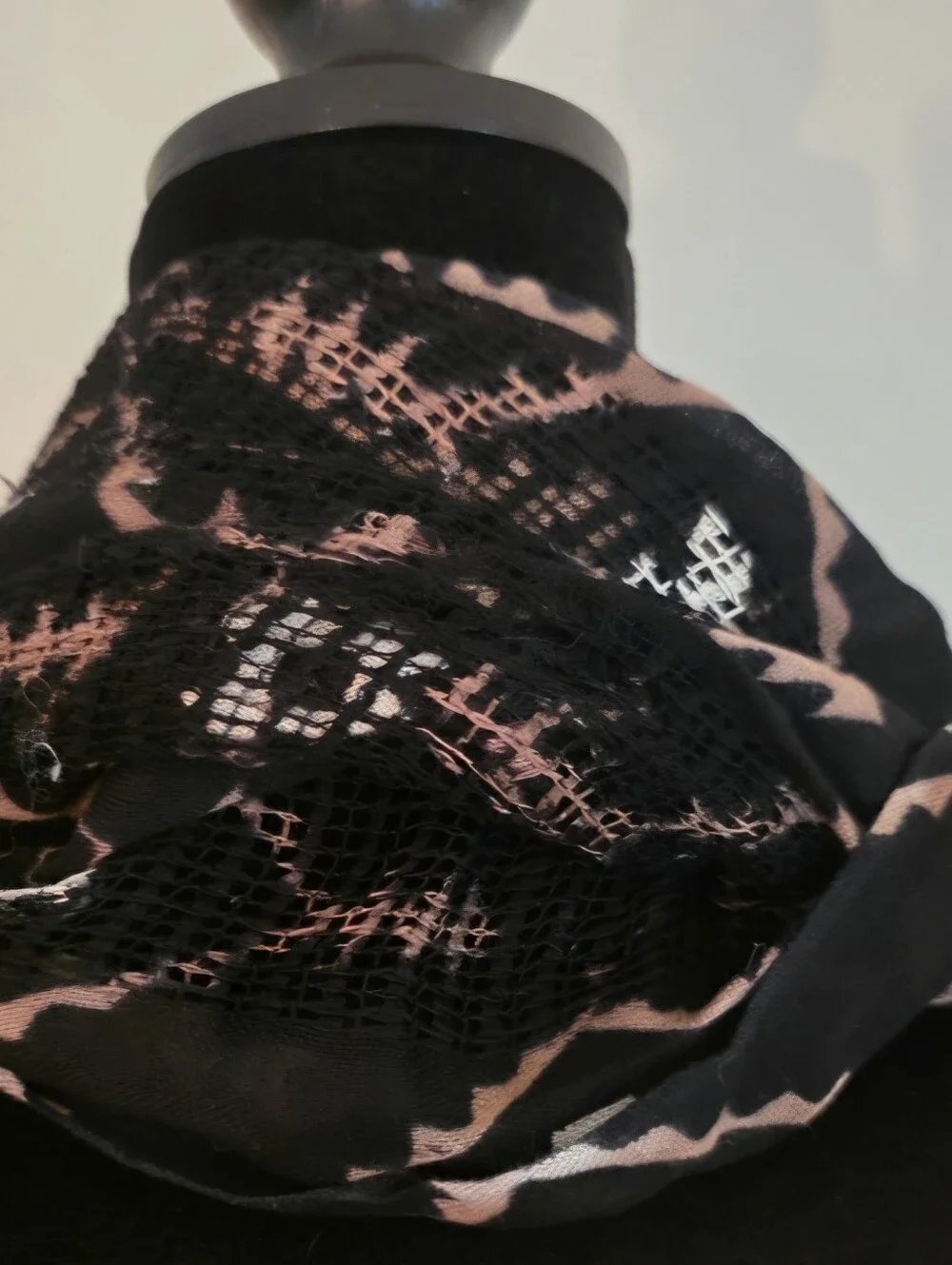 Black Paterned Infinity Scarf Southwestern/ Aztec Inspired Geometric Print